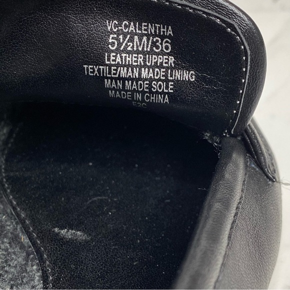 Vince Camuto Calentha Black White Leather Pointy Toe Loafer 5 1/2 M - Picture 12 of 15